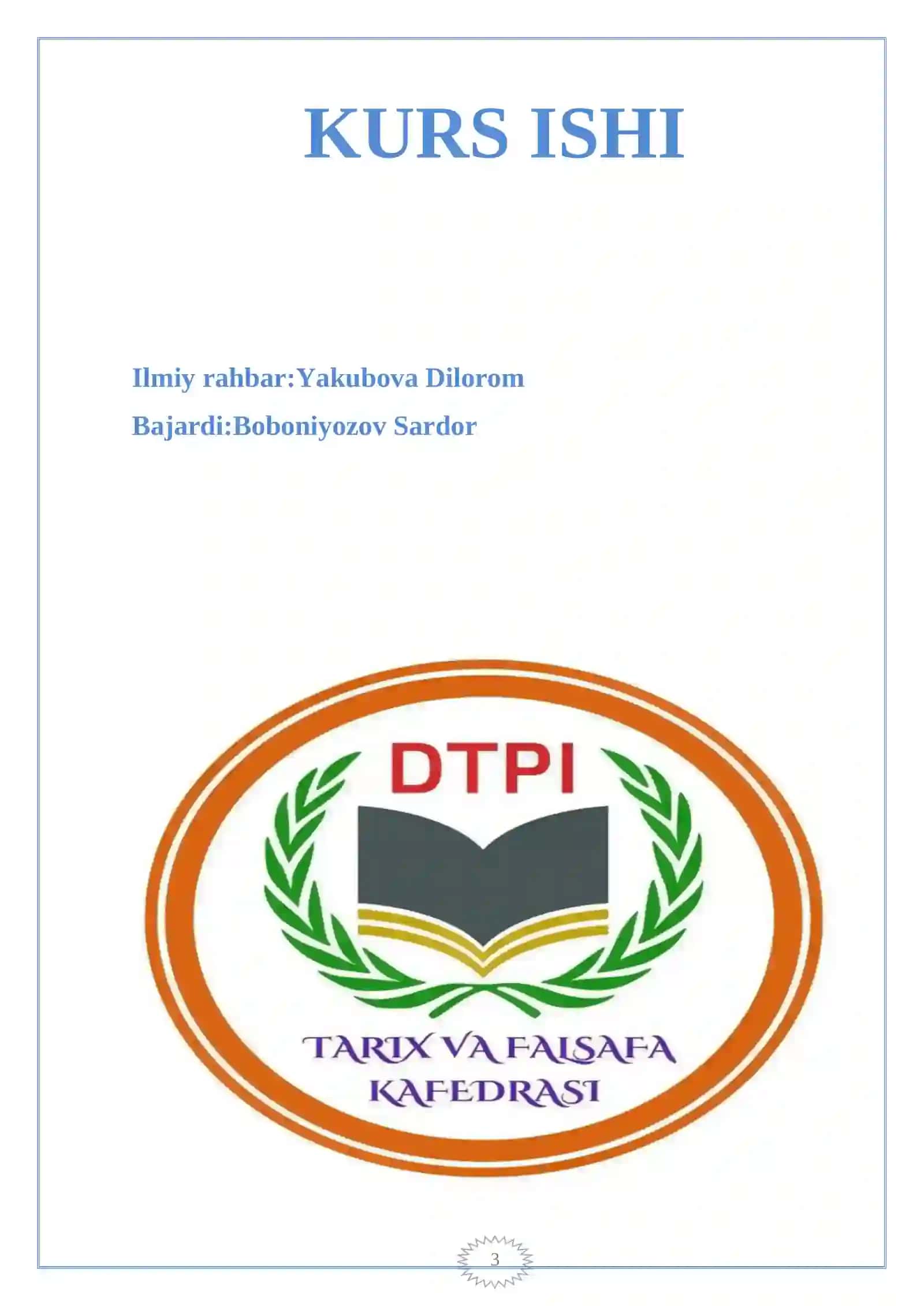 O‘zbekiston Respublikasining Ma’muriy – hududiy tuzulishi kurs ishi 2
