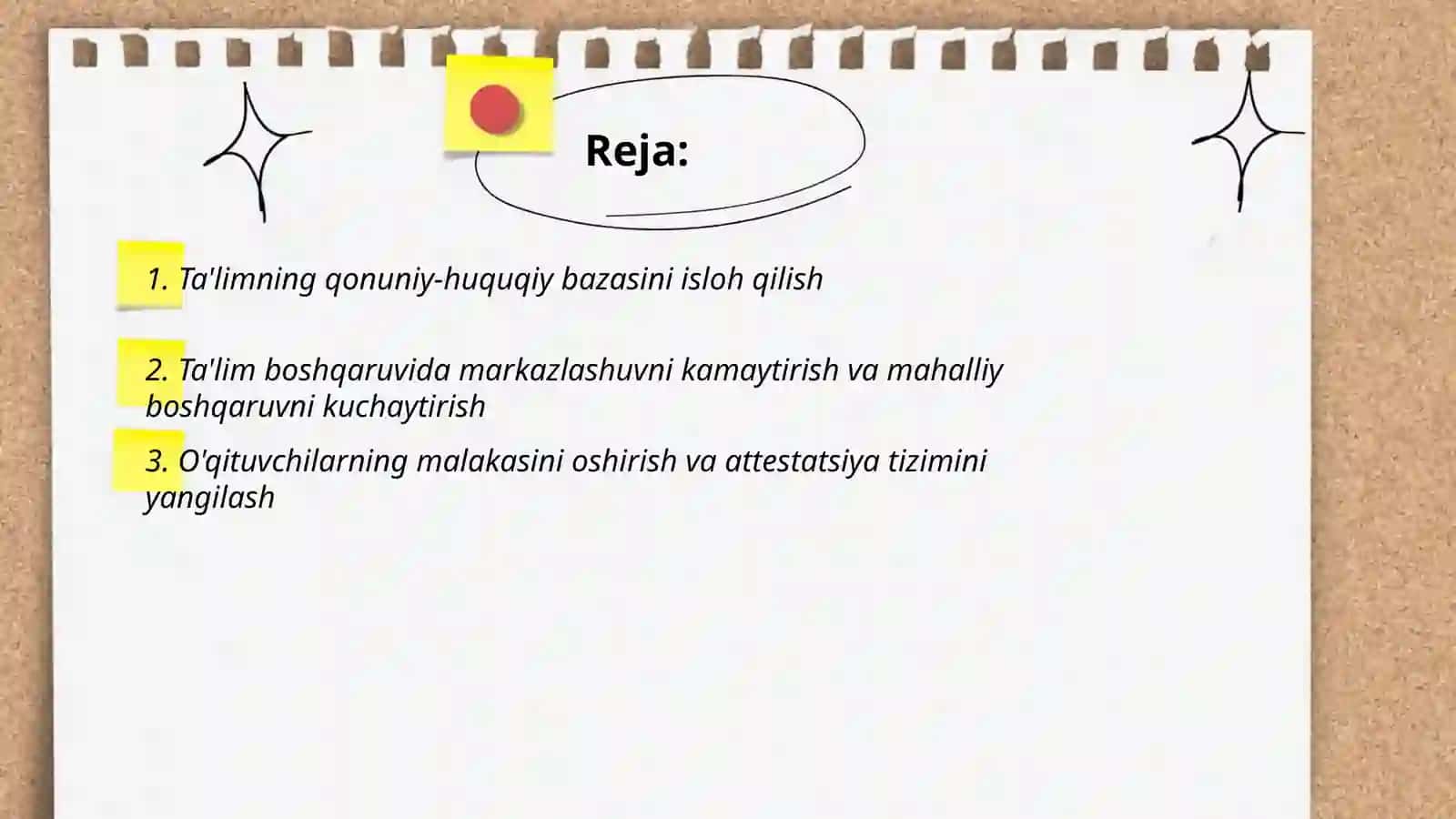 Taʼlim tizimidagi islohotlar 2