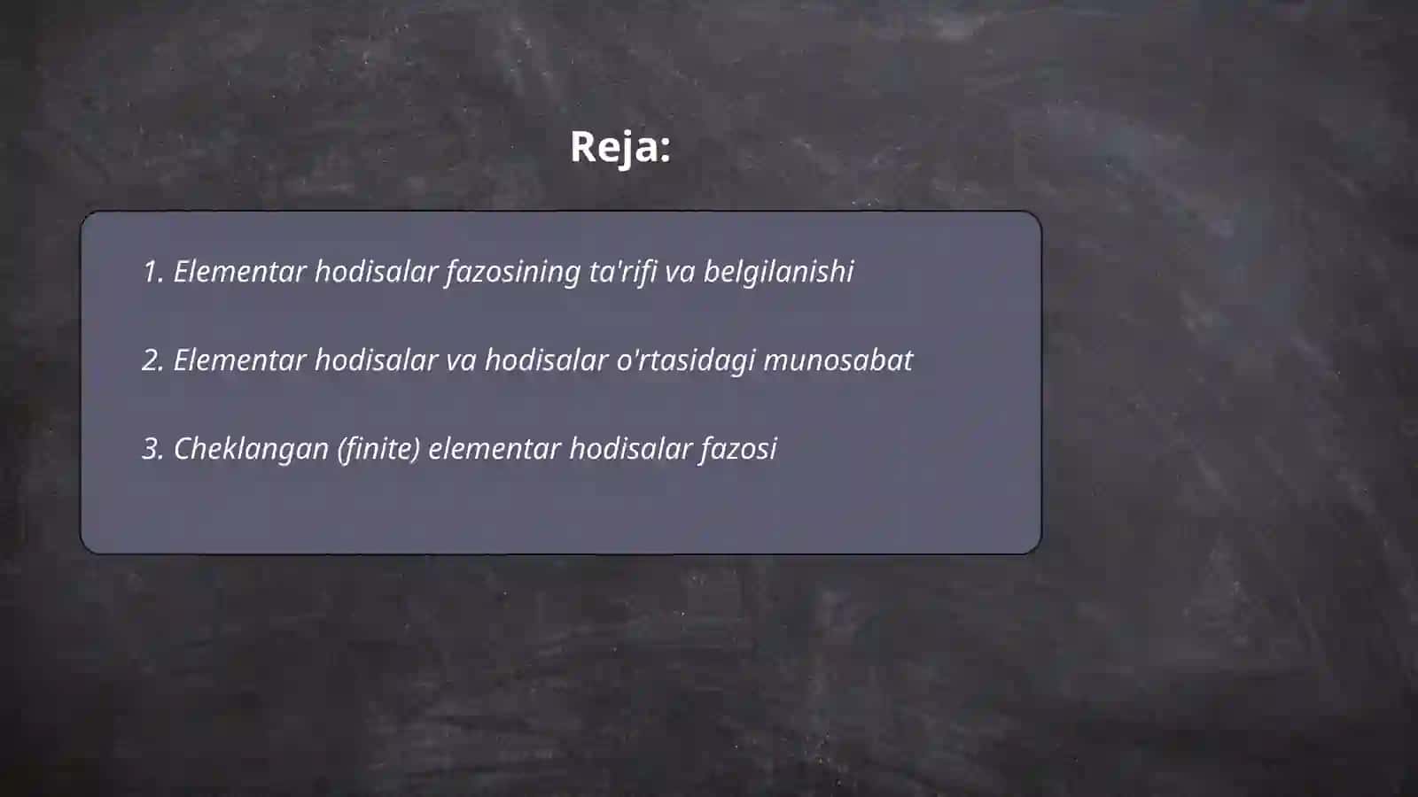 Elementar hodisalar fazosi 2
