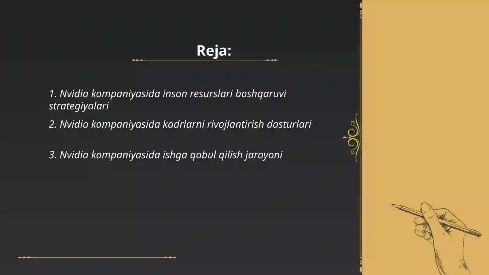 Nvidia kompaniyasida inson resurslari boshqaruvi strategiyalari 2