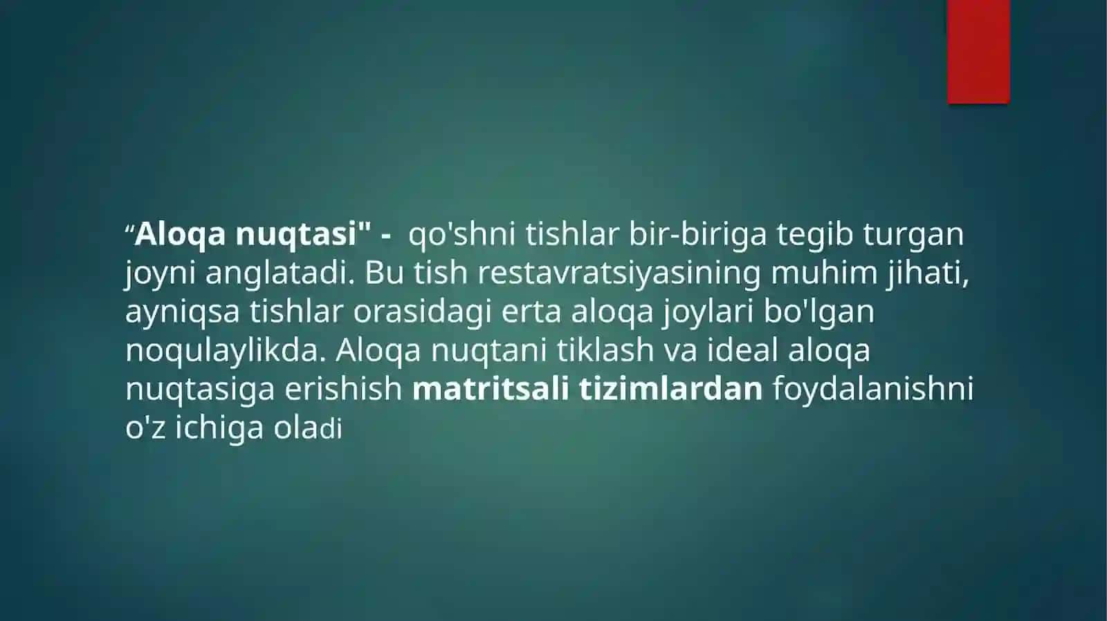 Aloqa nuqtasini tiklash va Ideal Aloqa Nuqtasiga Erishish Matritsal Tizimlardan Foydalanish 2