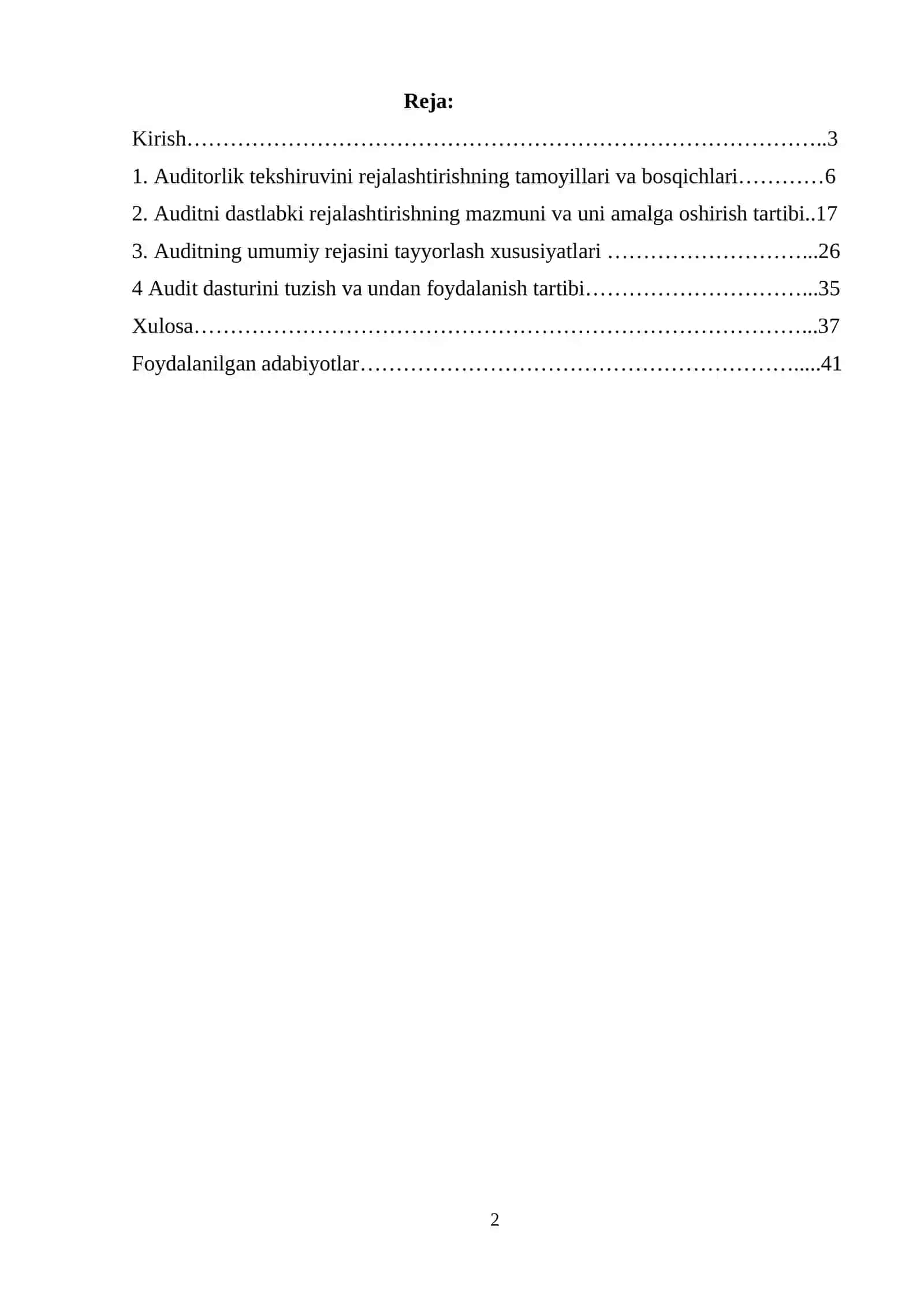 Auditorlik tekshiruvin rejalashtirishning maqsadi va uning bosqichlari 2