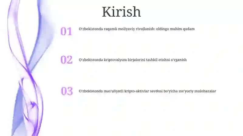 O'Zbekistonda Raqamli Moliyani Rivojlantirish Va Kripta-Birjalar Faoliyatini Tashkil Etish Masalalari 2