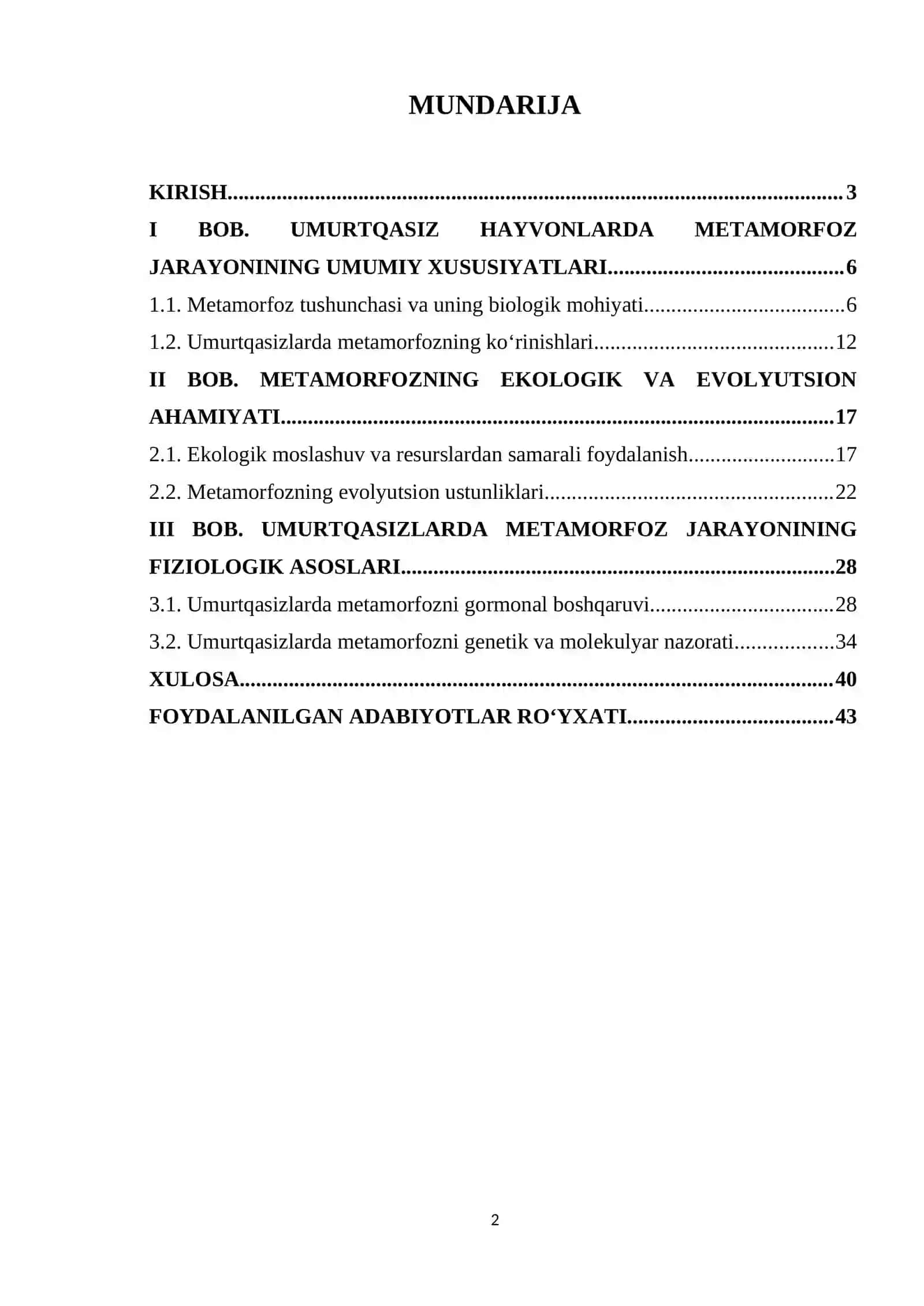 Metamorfozning umurtqasiz hayvonlar uchun ahamiyati 2