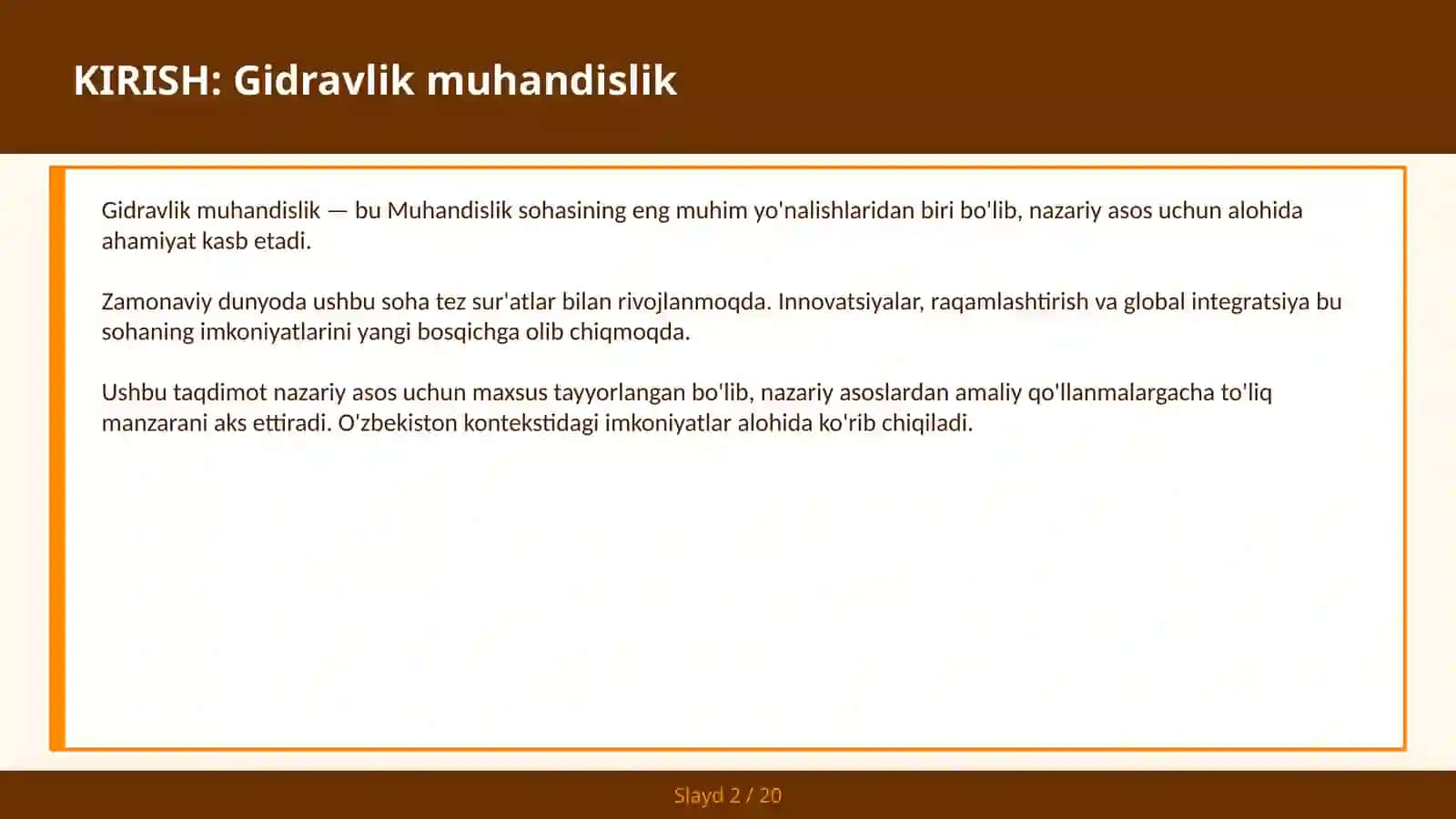 Gidravlik muhandislik 2