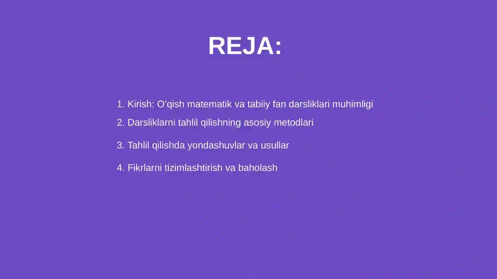 Oʻqish matematik va tabiiy fan darsliklarini tahlil qilish metodikasi 2