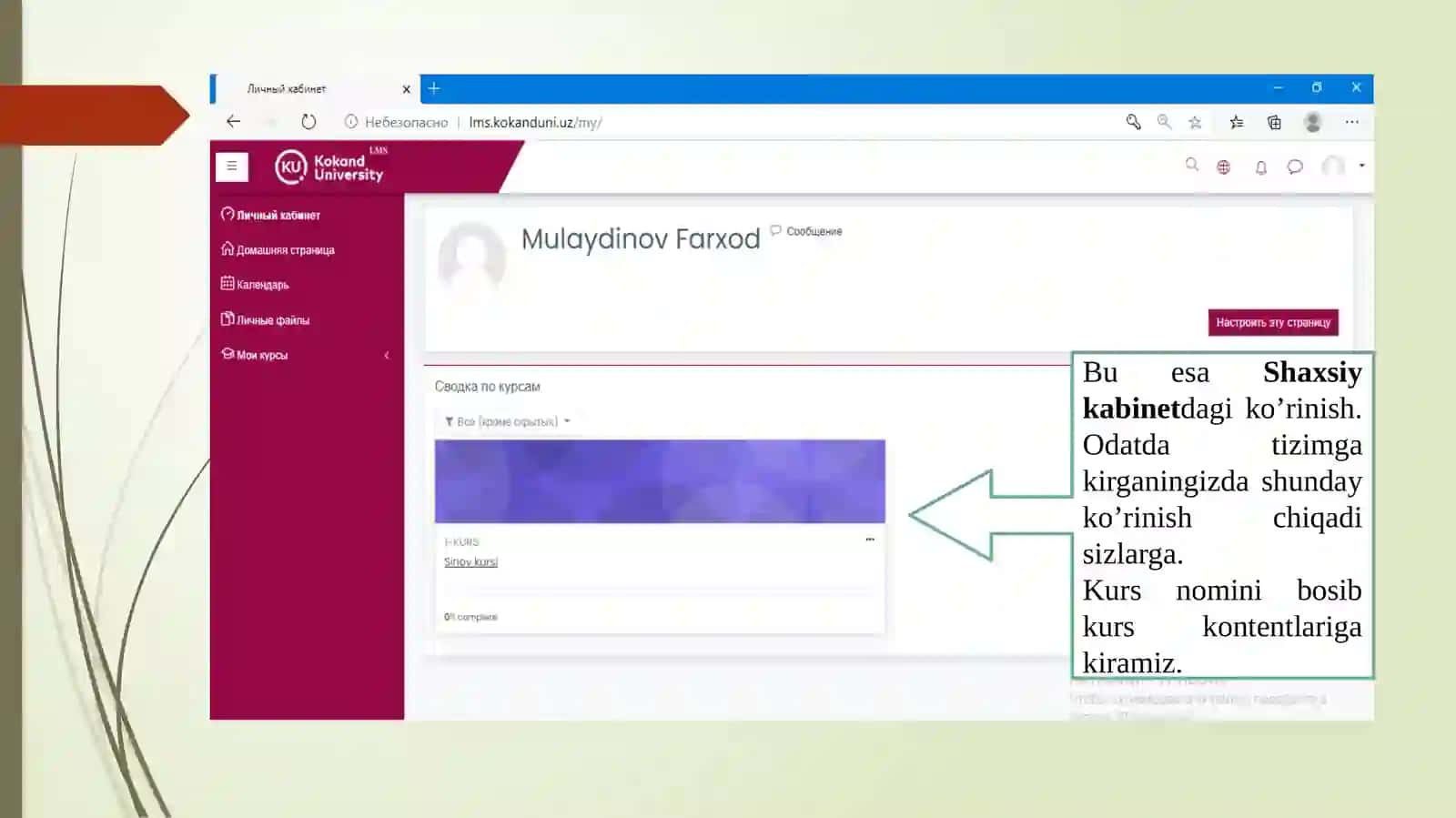 LMS Moodle platformasida topshiriqlarni bajarish tartibi va o’zlashtirish natijalarini kuzatib borish 2