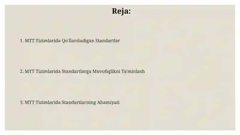 MTT tizimidagi standartlar 2