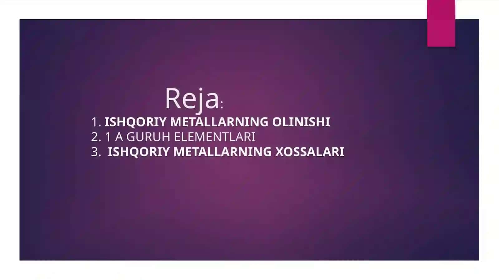 Ishqoriy metallarning olinishi 2