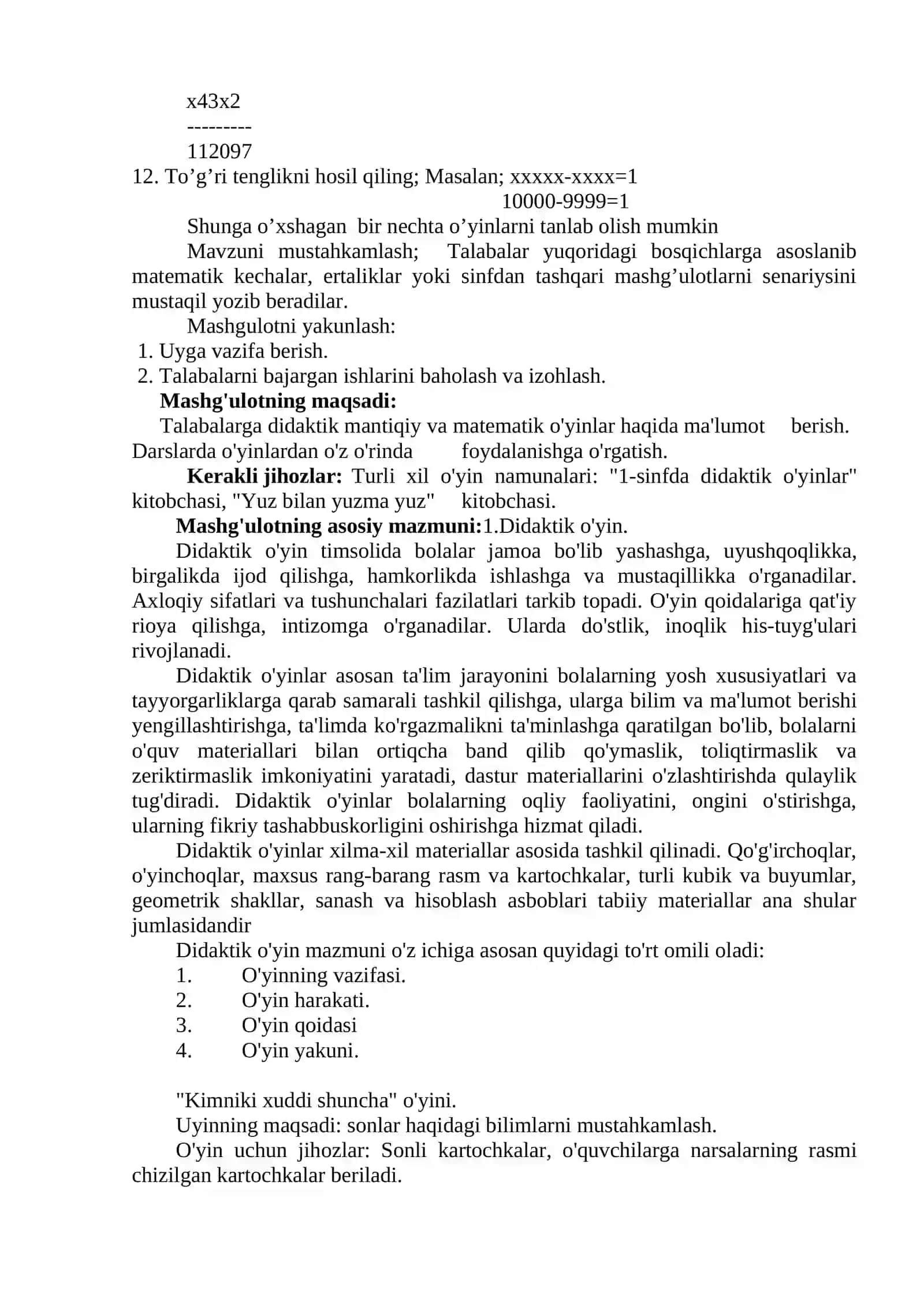 Boshlang’ich sinf matematikadan darsdan tashqari mashg‘ulotlarni tashkil etish 2