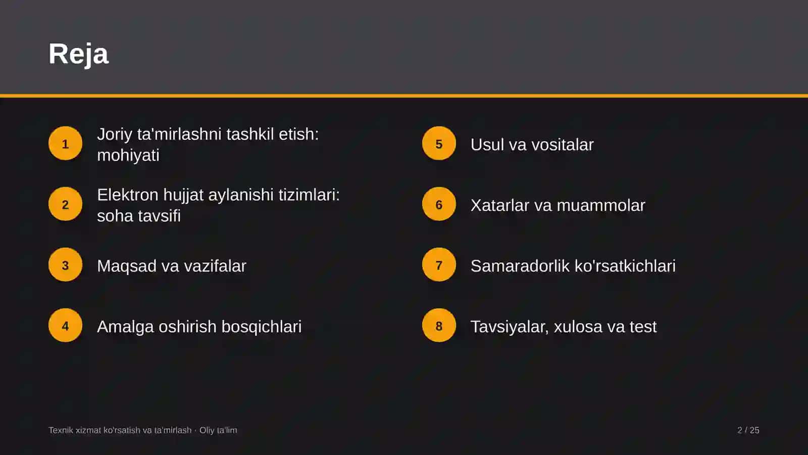 Elektron hujjat aylanishi tizimlarida joriy ta'mirlashni tashkil etish 2