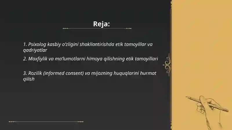 Psixolog kasbiy oʻzligini belgilashni etikaviy tamoillari 2