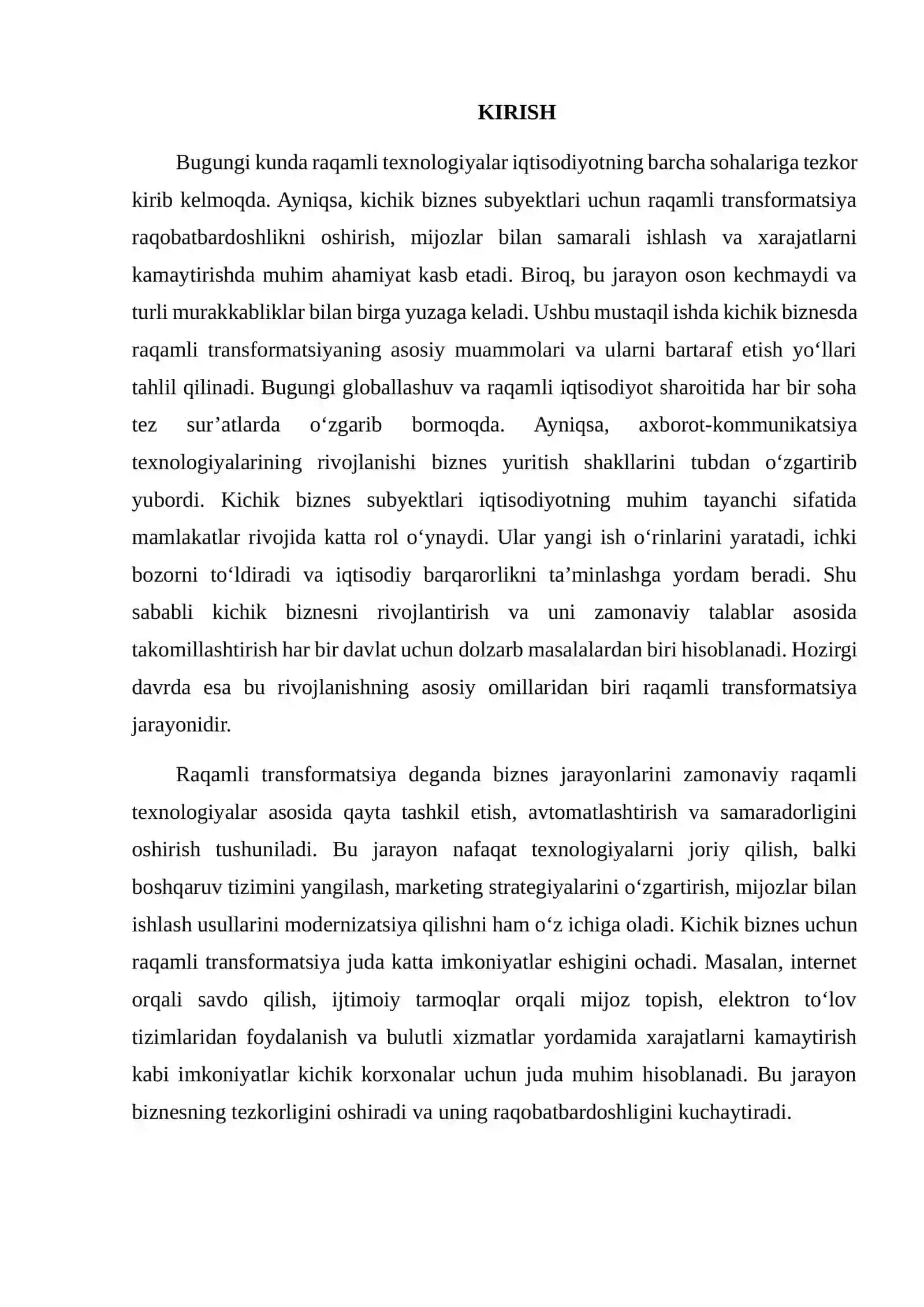 KICHIK BIZNES UCHUN RAQAMLI TRANSFORMATSIYANING MURAKKABLIKLARI 2