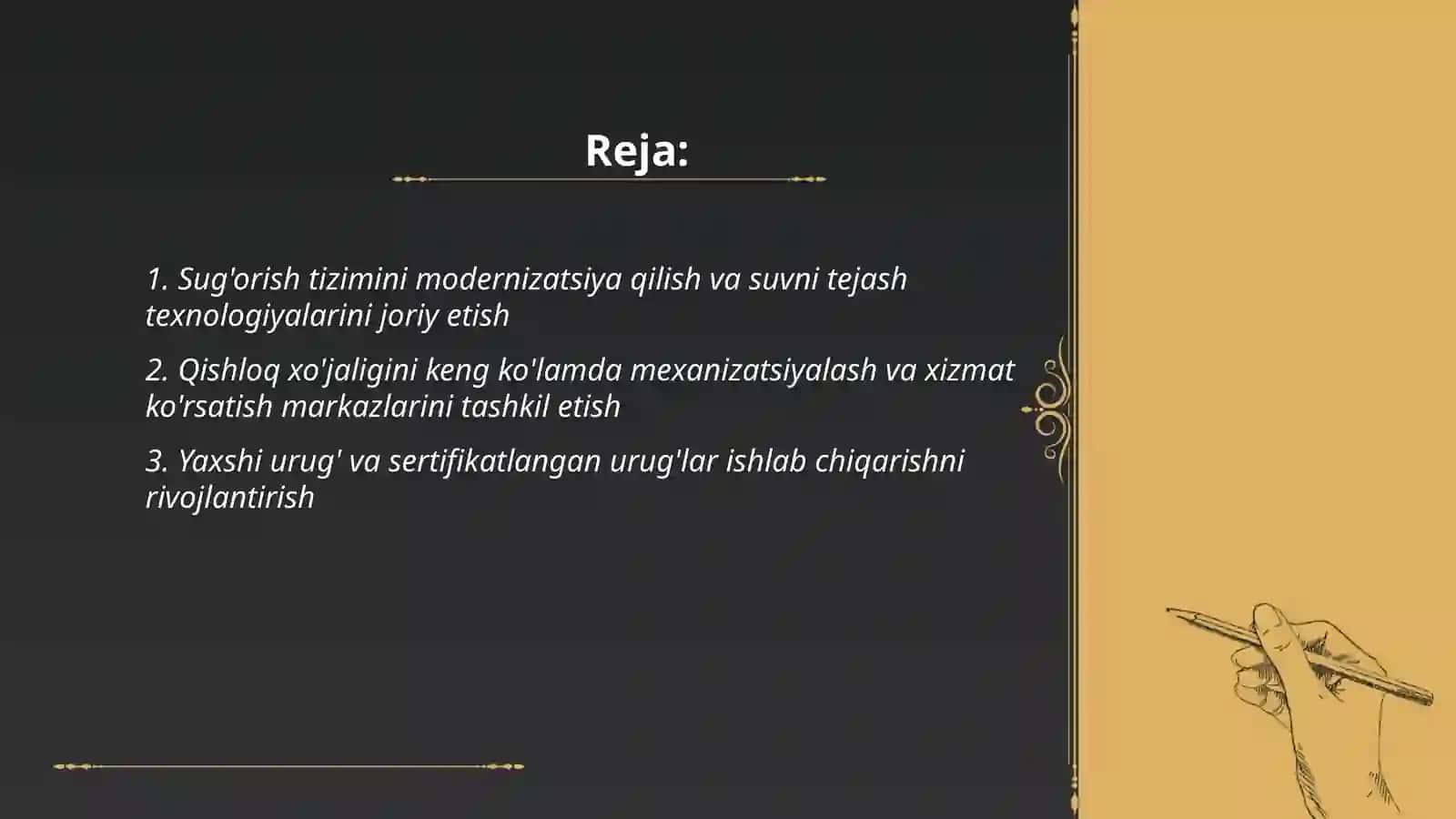 Qishloq xo'jaligini modernizatsiya qilish va jadallashtirish vazifalari 2