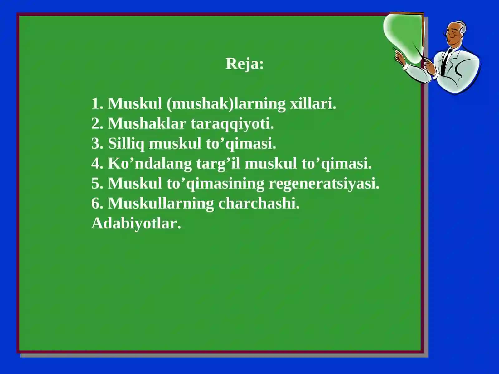"Odam anatomiyasi va fiziologiyasi" Muskullarning anatomo-gistologik tuzilishi mavzusiga tayyorlagan taqdimoti 2
