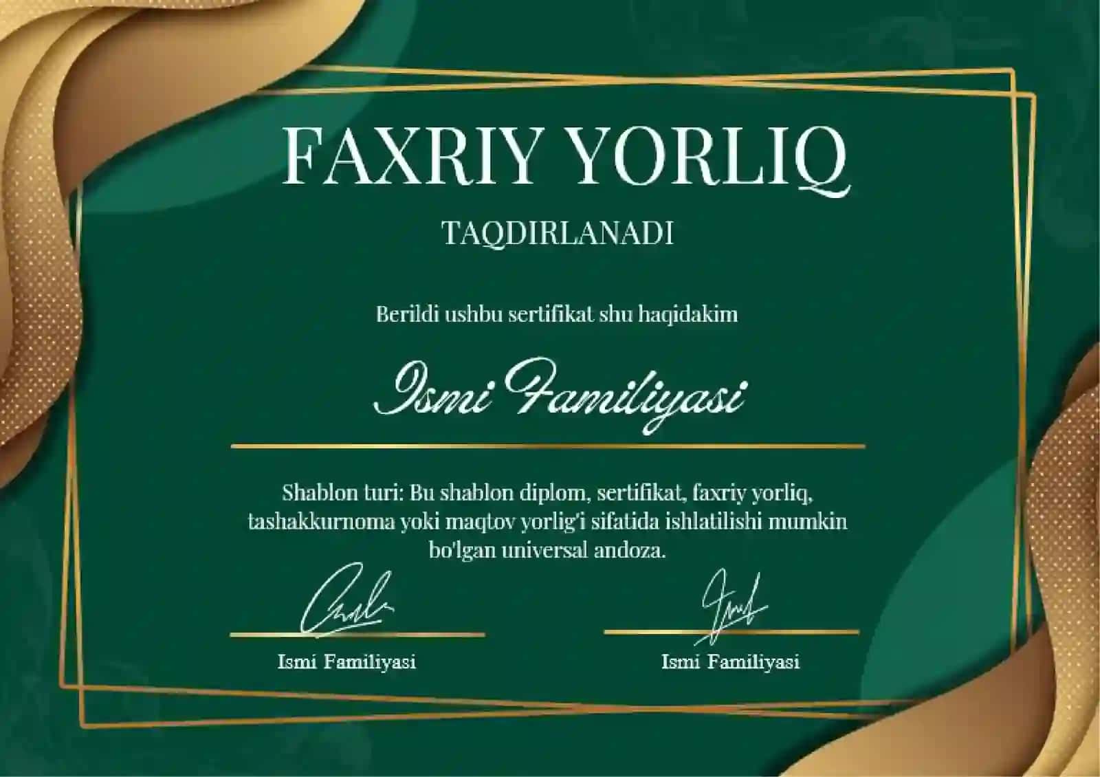 Faxriy Yorliq 2
