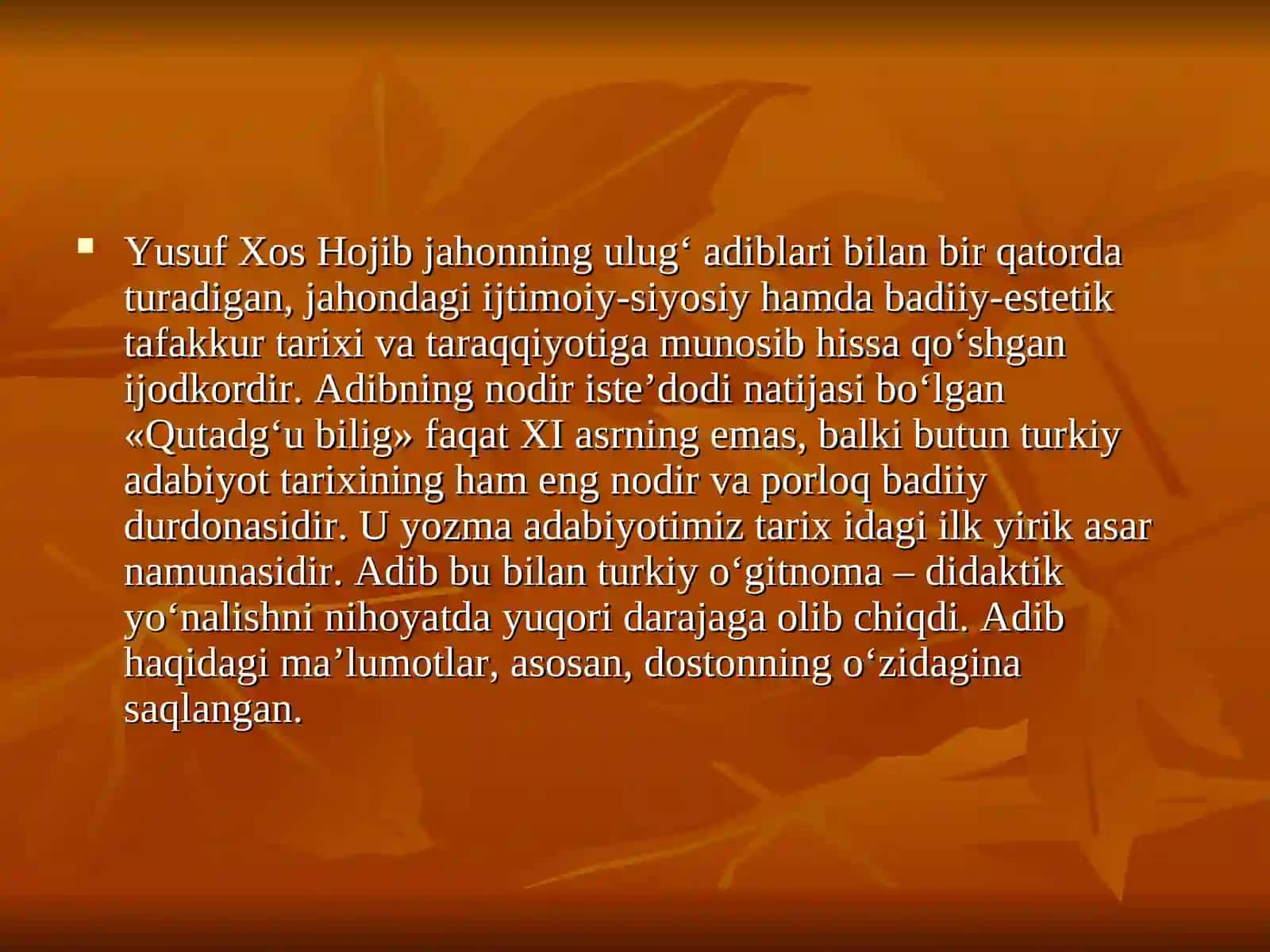 Yusuf Xos Hojib. “Qutadg`u bilig”asari 2