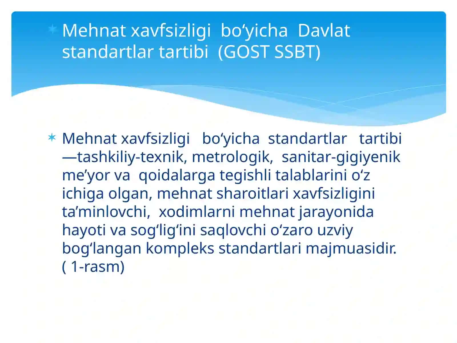 Mehnatxavfsizligi bo‘yicha Davlat standartlari tartibi (GOST SSBT) 2