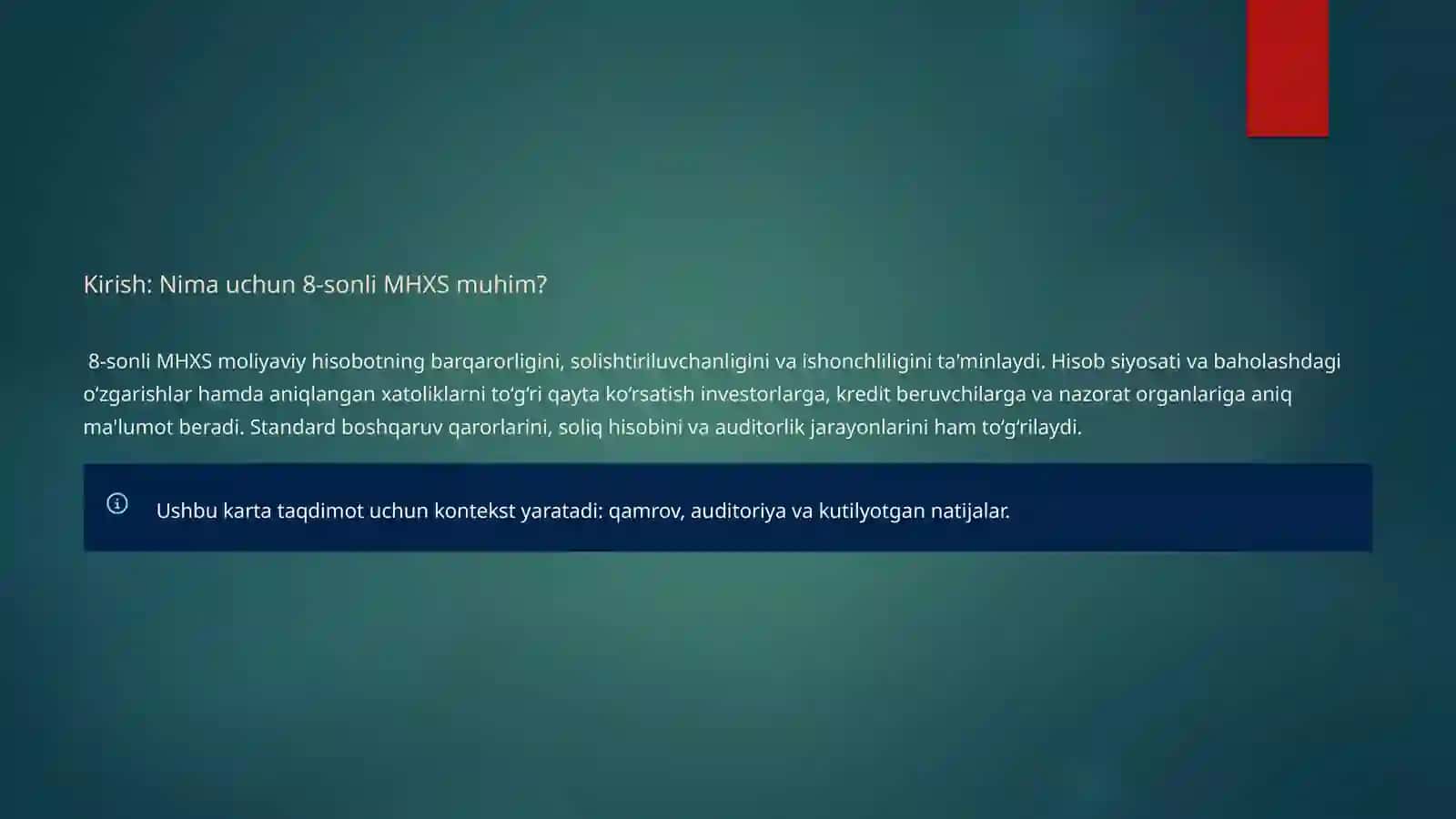 8‑sonli MHXS (IAS): Mazmuni va Amaliyot Muammolari 2