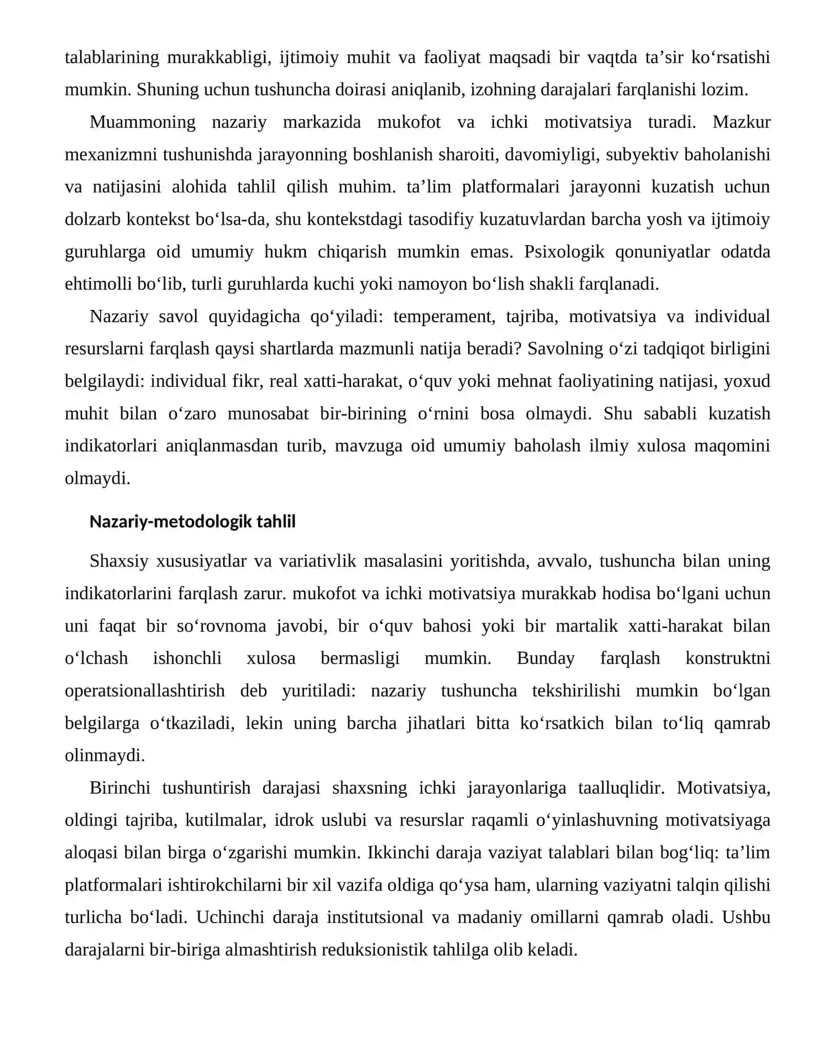 RAQAMLI O‘YINLASHUVNING MOTIVATSIYAGA ALOQASI — INDIVIDUAL FARQLARI 2
