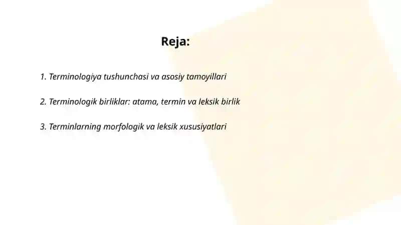 O'zbek tili mutaxasisligiga oid mikromavzu doirasida terminologik glossariy 2