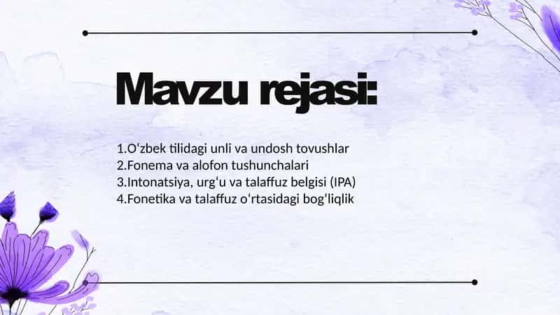 Fonetika bo'limiga oid umumiy tushunchalar 2