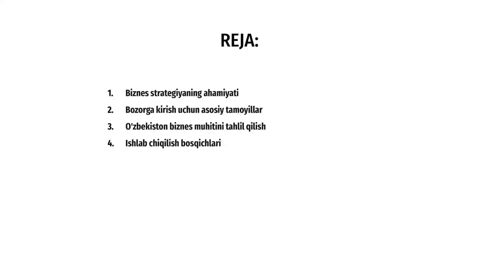 Biznes Strategiya O'zbekiston biznes subyektlarini bozorga kirib borish Strategiyasi 2