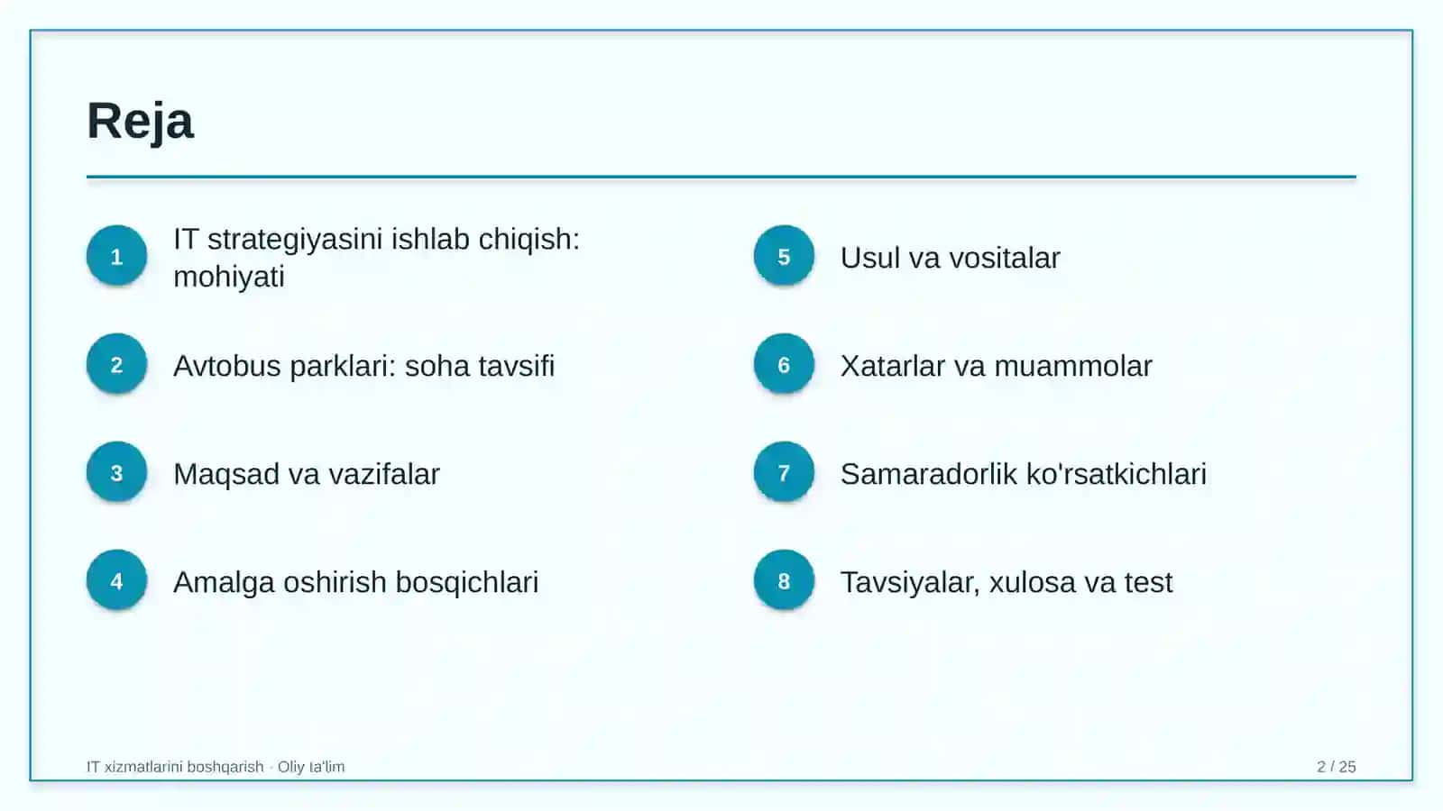 Avtobus parklarida axborot texnologiyalari strategiyasini ishlab chiqish 2