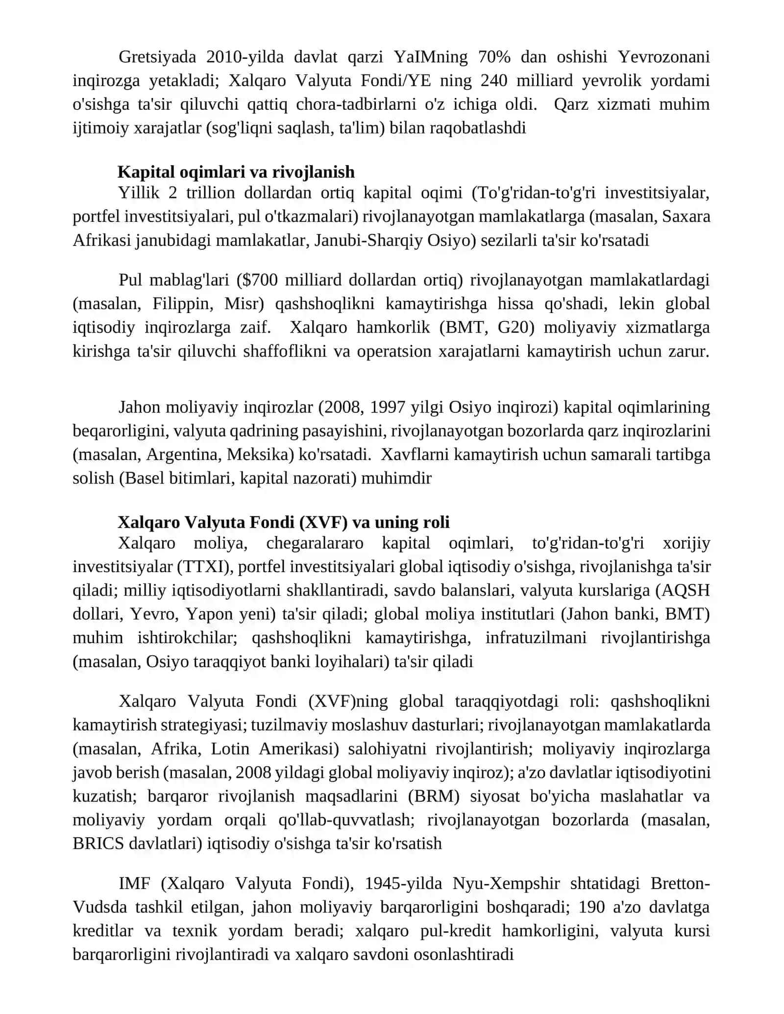 Xalqaro moliya va uning jaxon taraqqiyotida tutgan o'rni 2