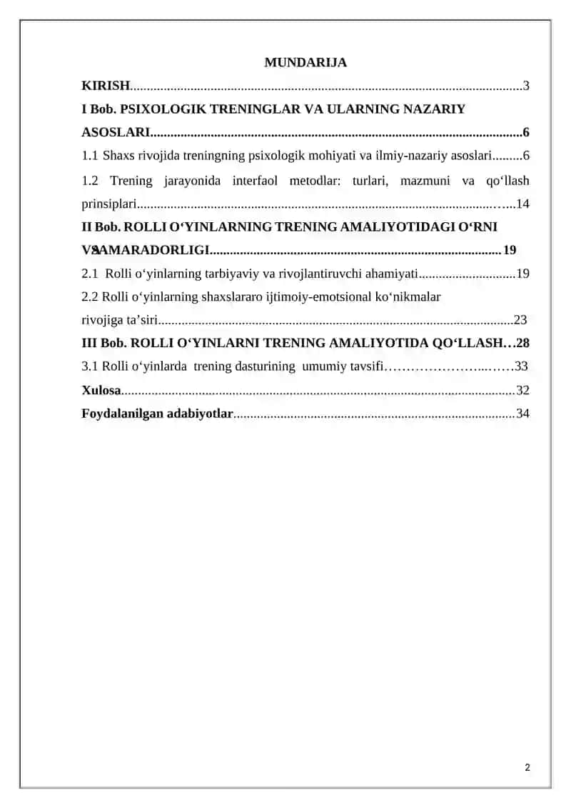 TRENINGDA ROLLI O’YINLARNING AHAMIYATI 2