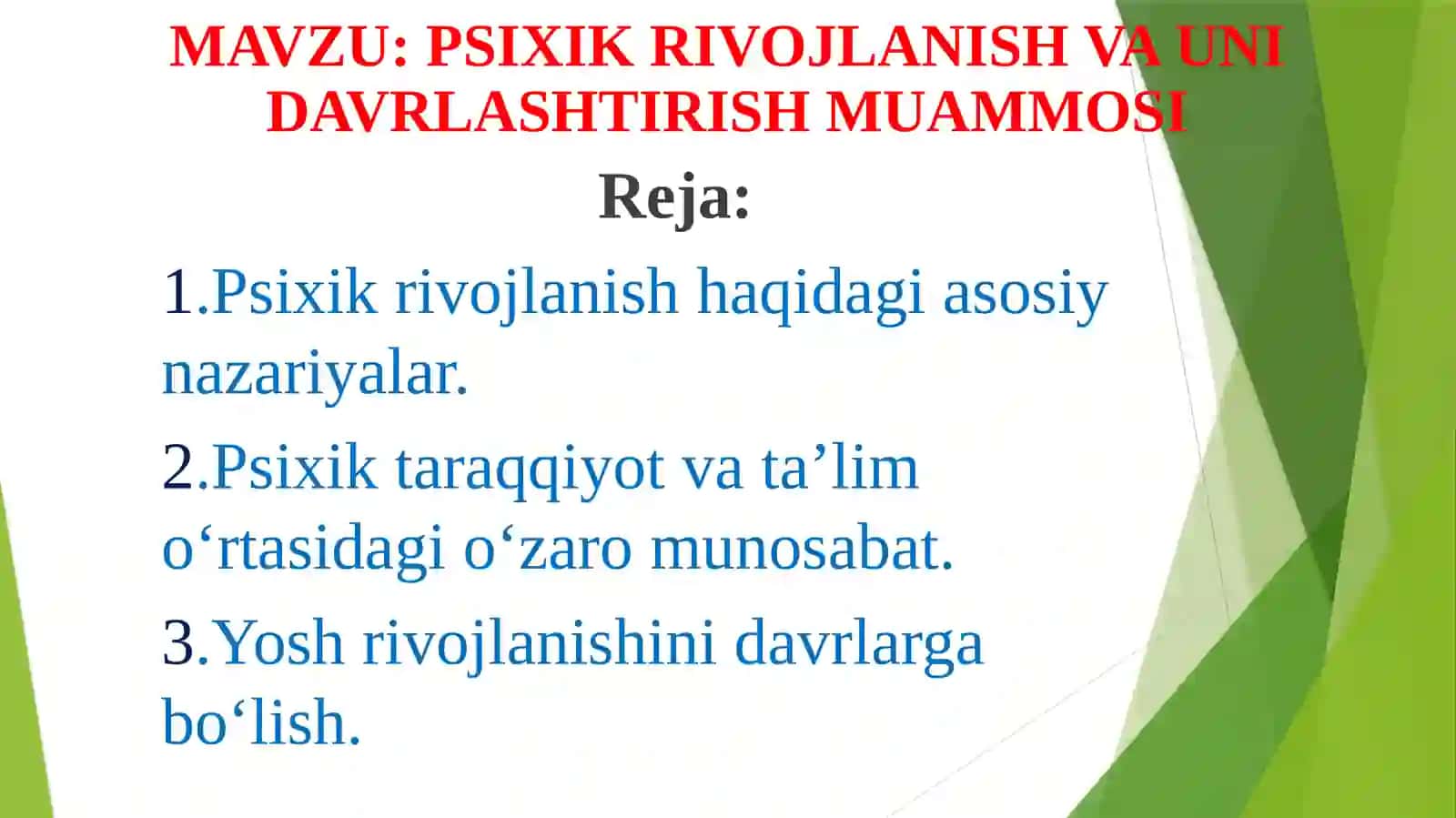 Psixik Rivojlanish va Uni Davrlashtirish Muammosi 2