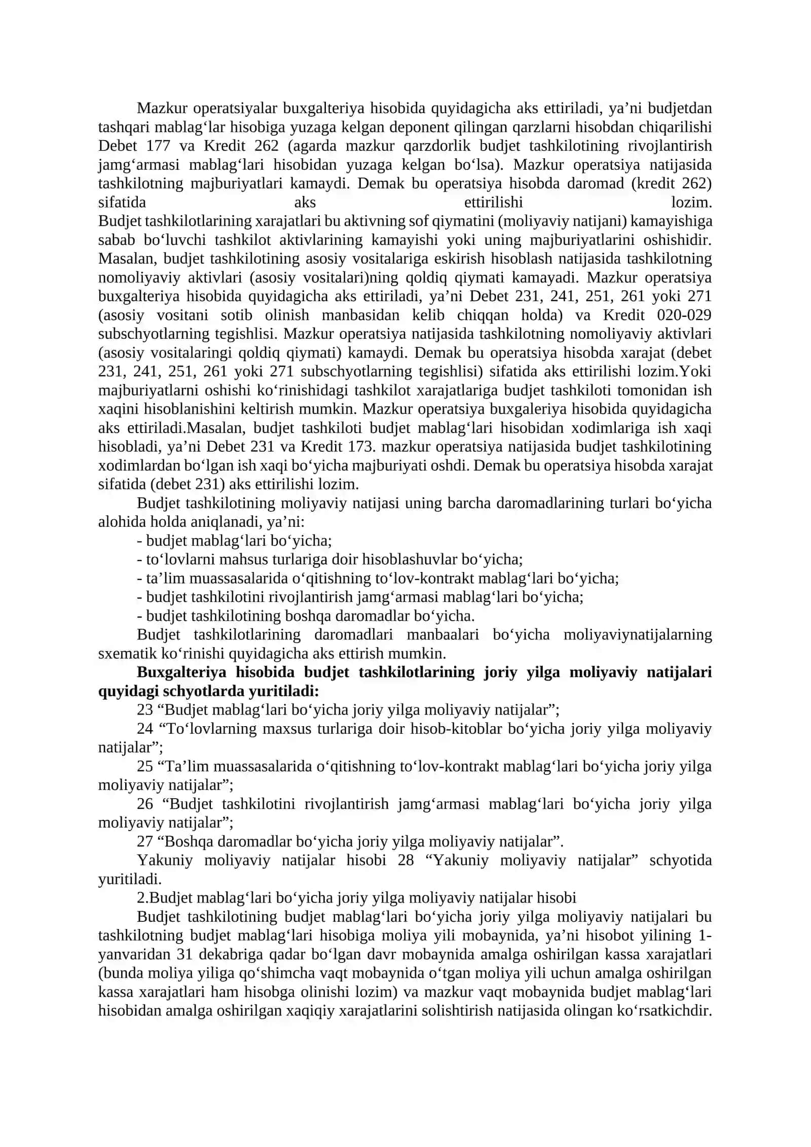 Byudjet TASHKILOTLARIDA MOLIYAVIY NATIJALAR HISOBI 2