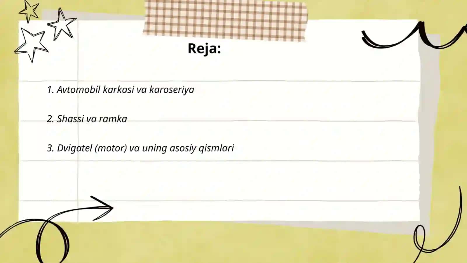 Avtotransport tuzilishi umumiy qisimlari 2