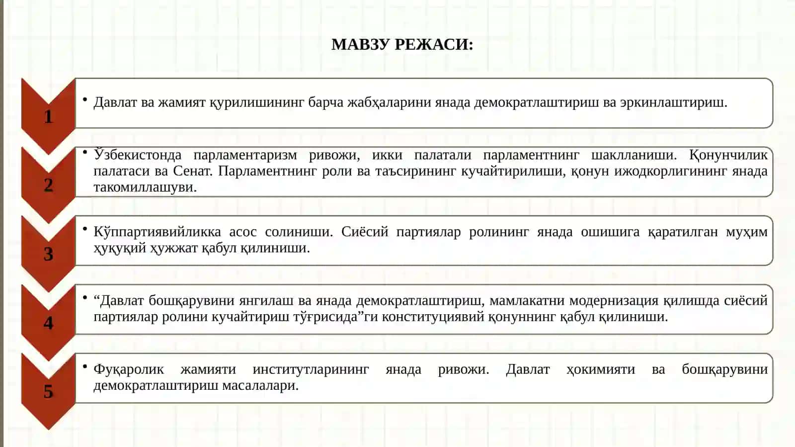 Фаол демократик янгиланишлар ва мамлакатни модернизация қилиш даври 2
