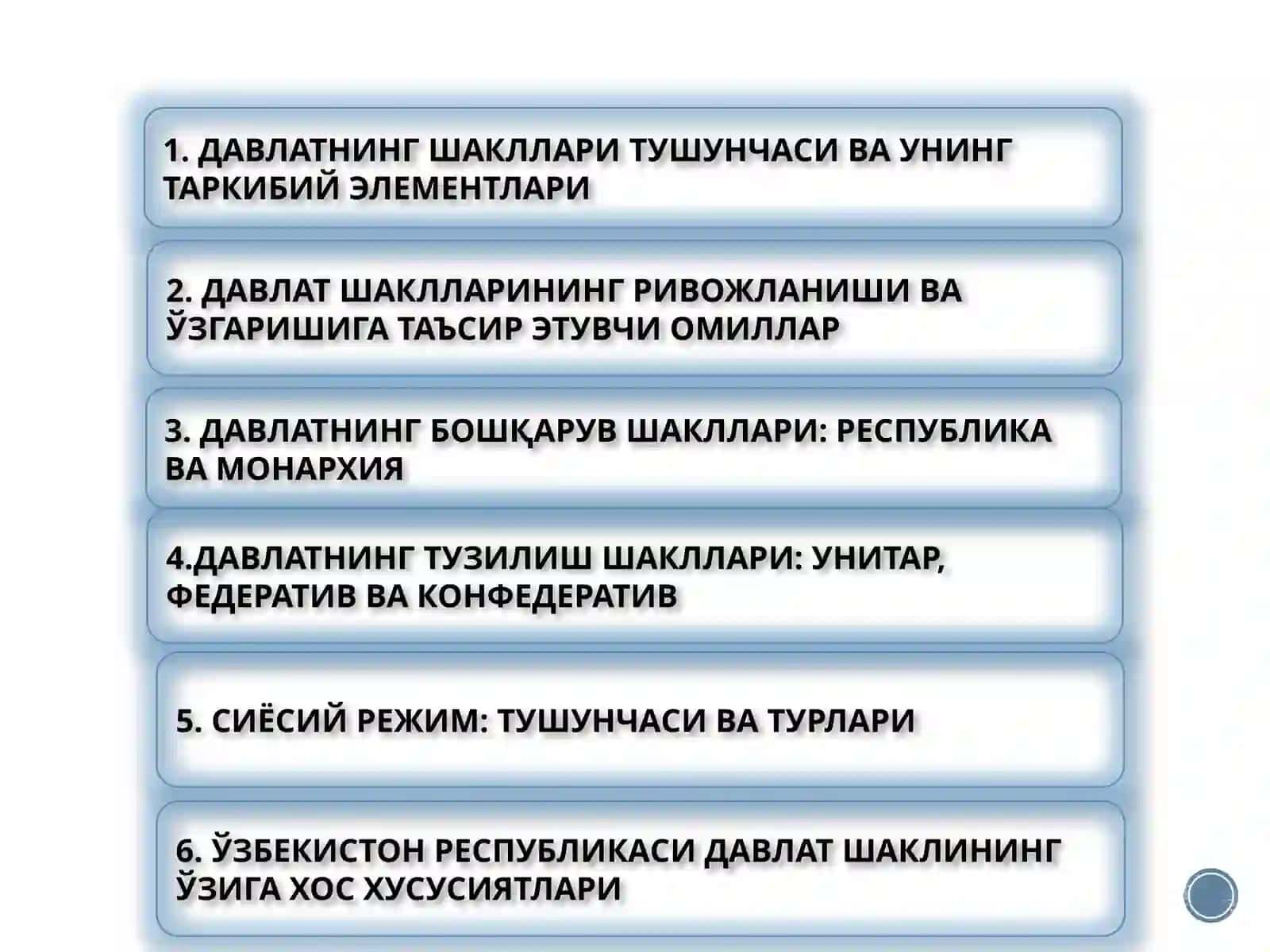 ДАВЛАТНИНГ ШАКЛЛАРИ ТУШУНЧАСИ ВА УНИНГ ТАРКИБИЙ 2