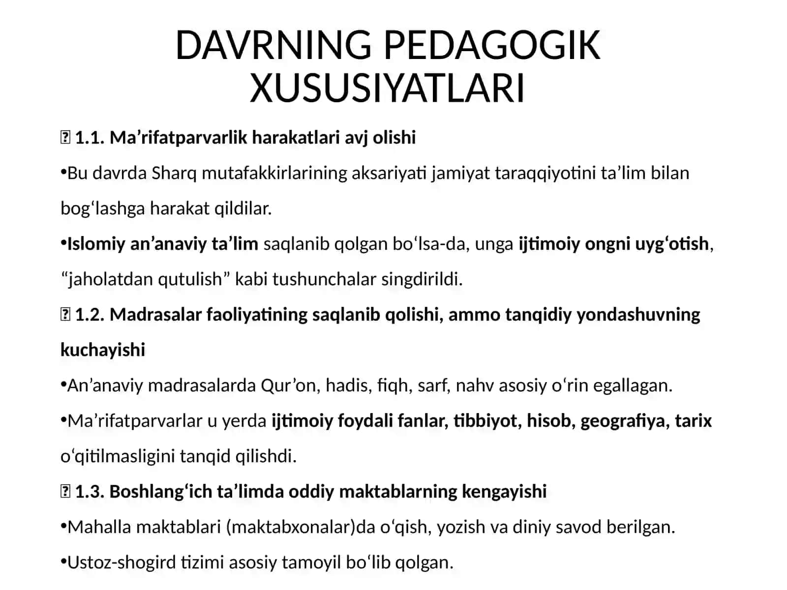 Sharqda yangi davr pedagogikasi (XVIII–XIX asrlar): jarayonlar, yutuqlar va muammolar 2
