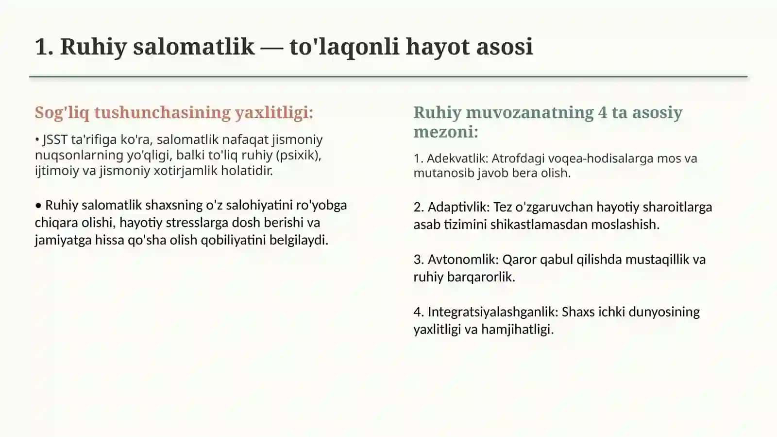 Psixogigiena va psixoprofilaktika — ruhiy salomatlik asoslari 2