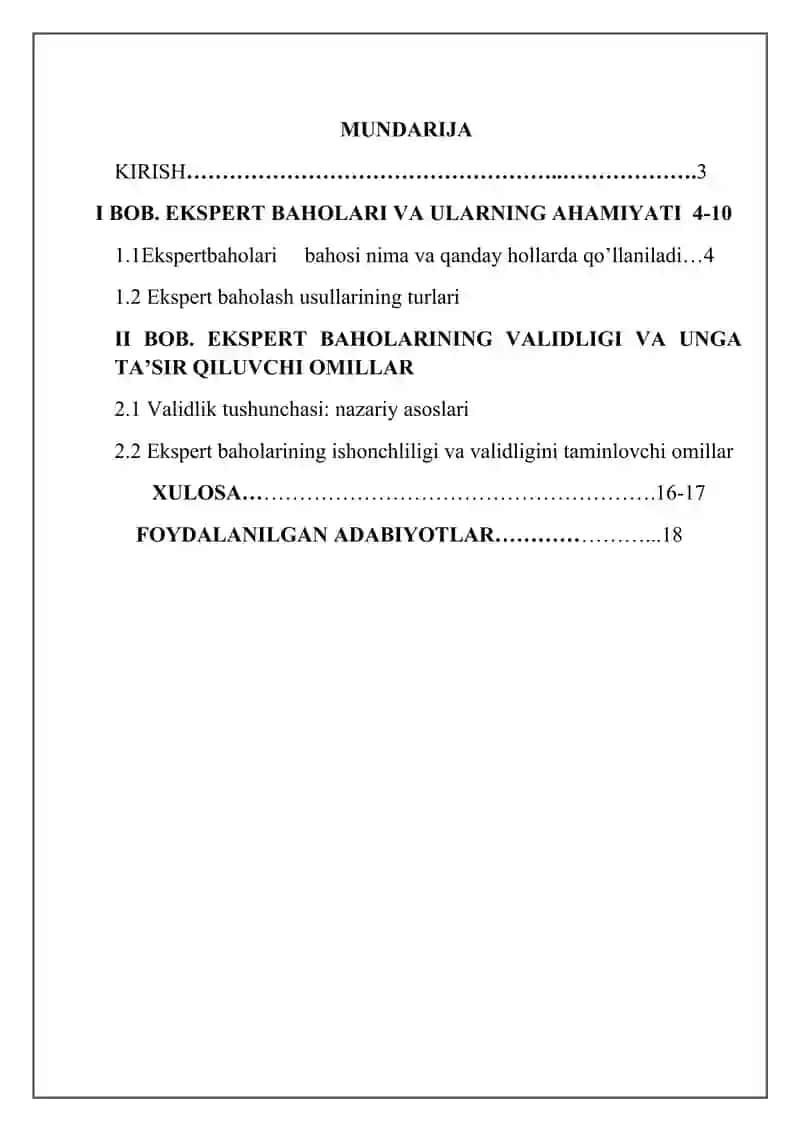 Ekspert baholari validligi omillari 2