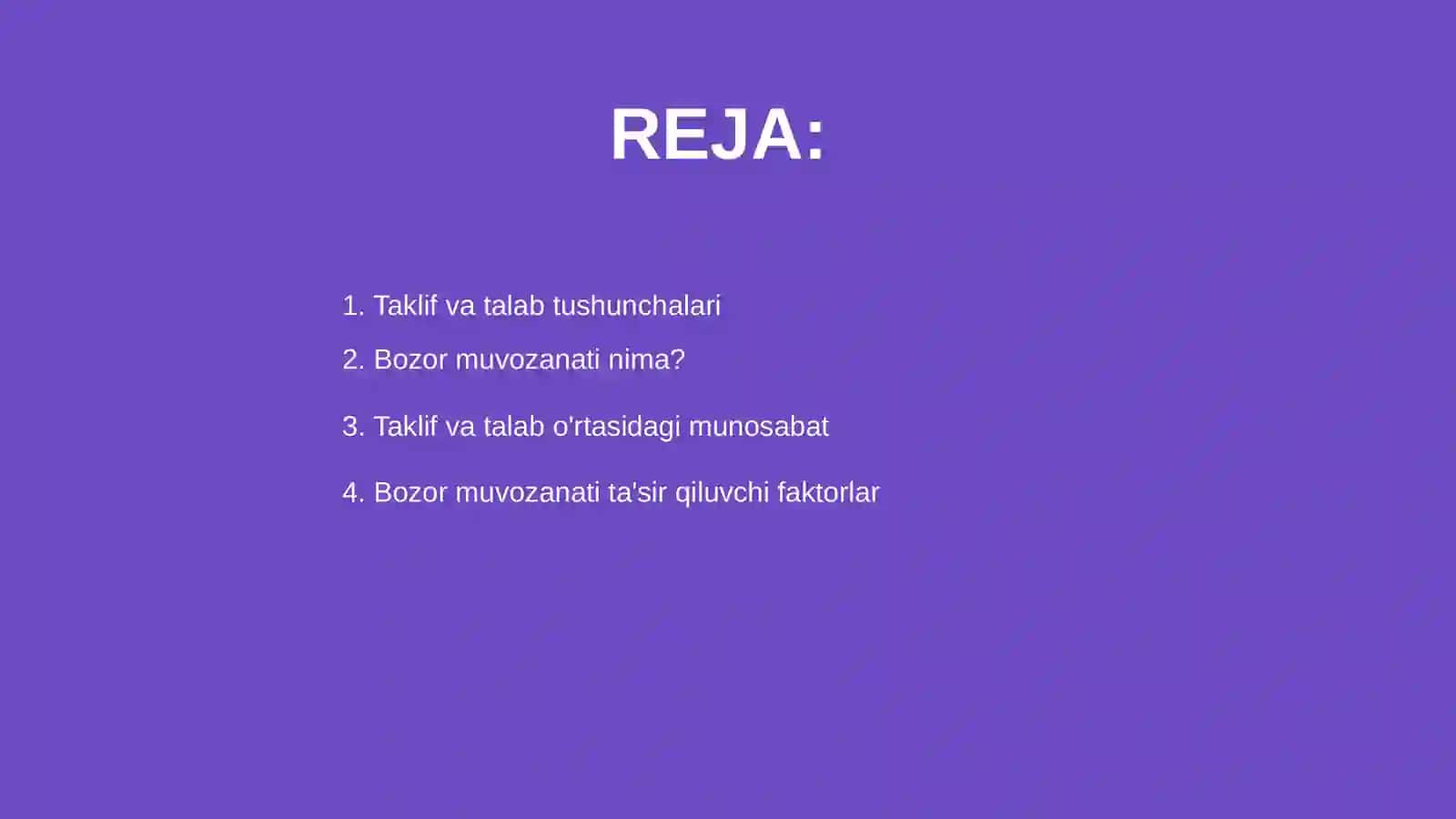 Taklif va talab. Bozor muvozanati 2