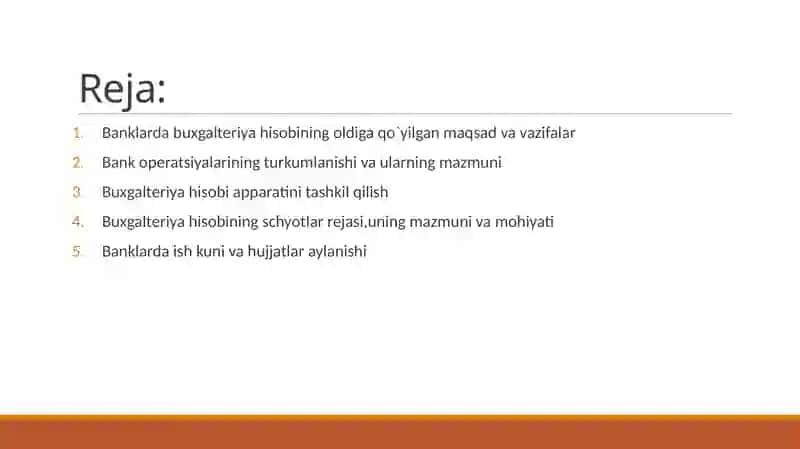 Bankhisobini tashkil etish 2