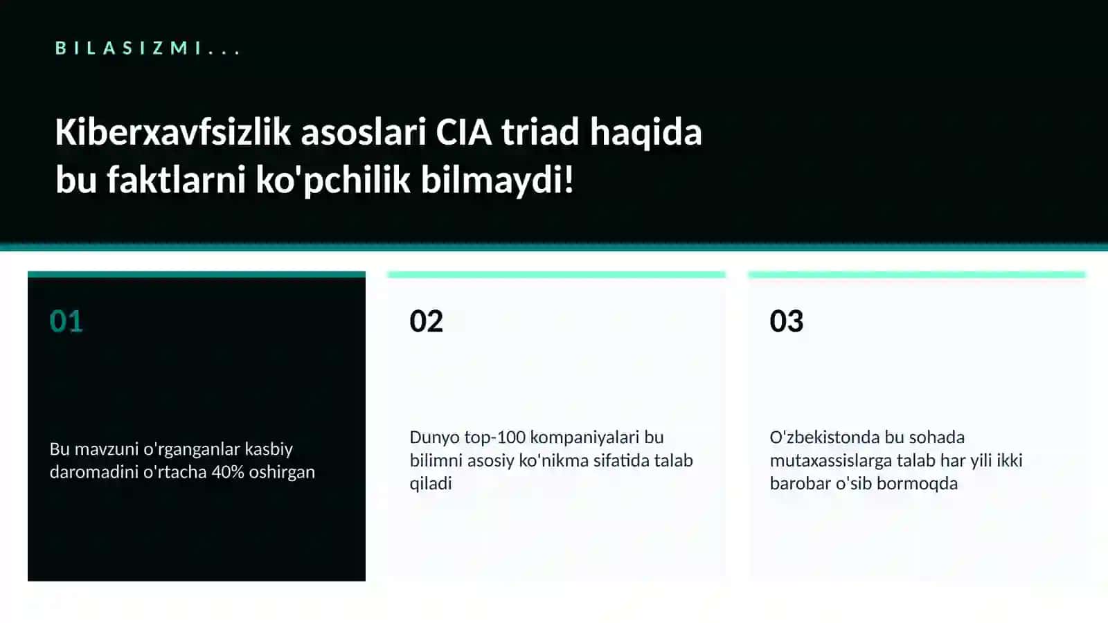 Kiberxavfsizlik asoslari CIA triad 2