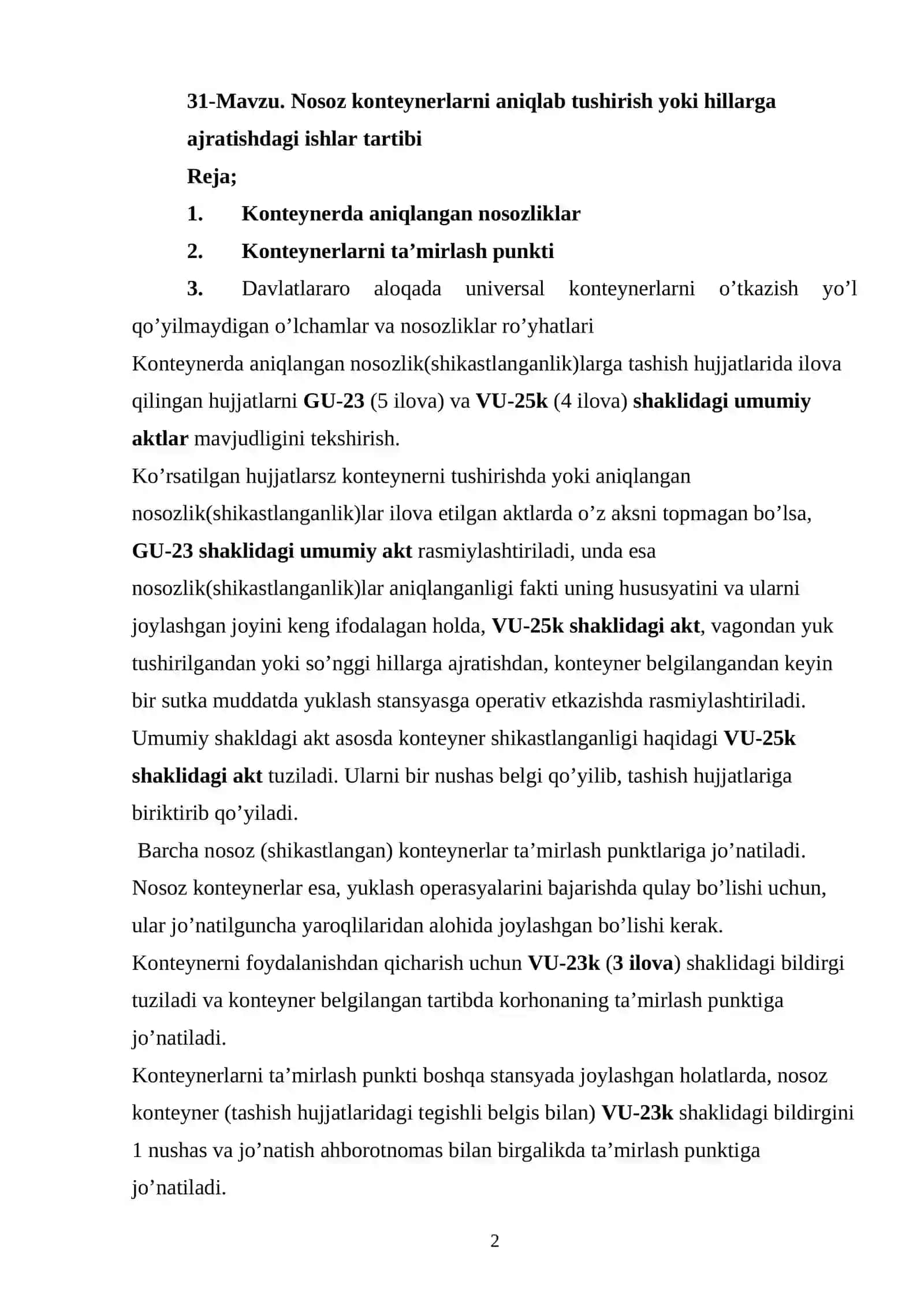 Nosoz konteynerlarni aniqlash va tushirish tartibi 2