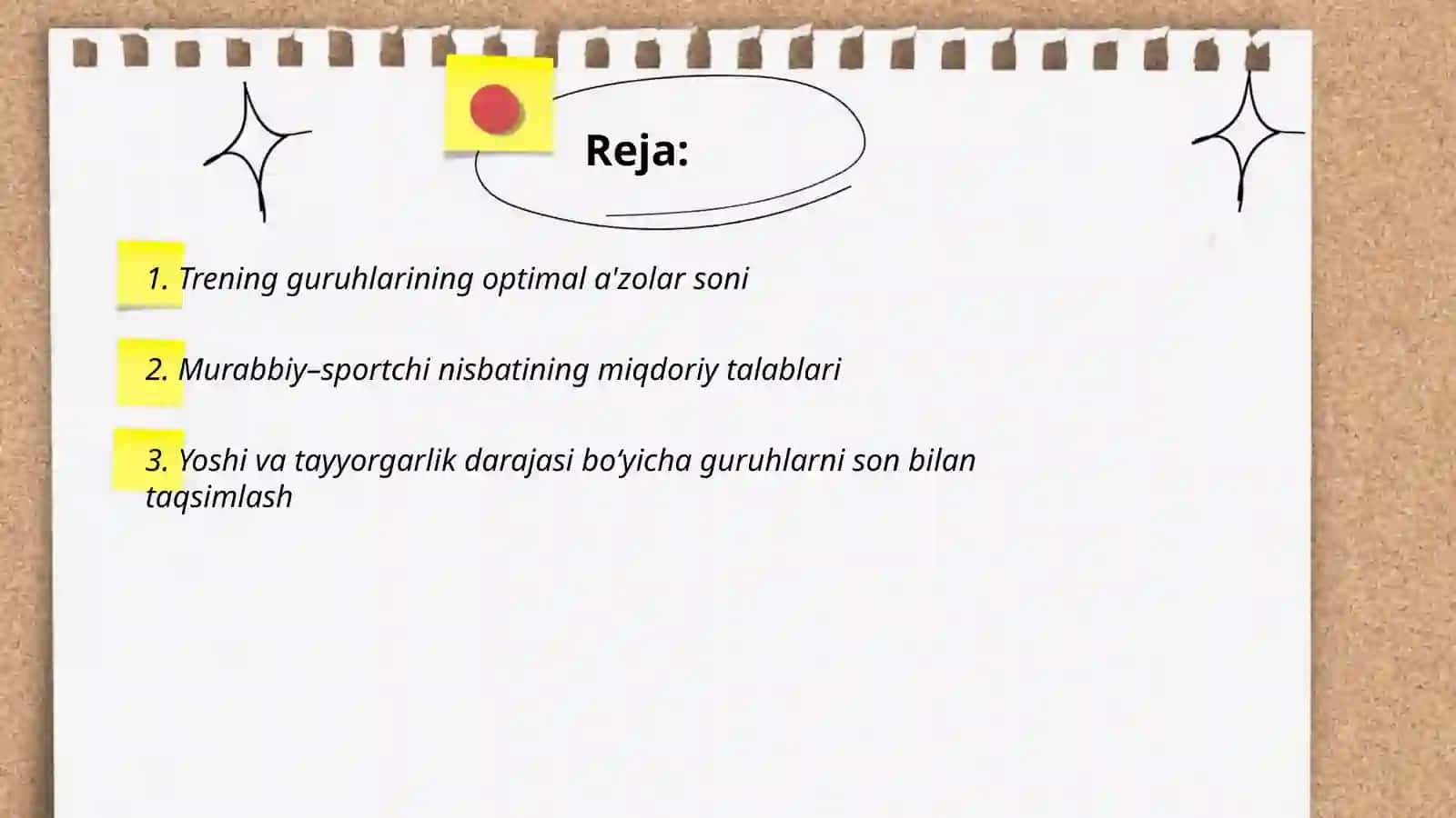 Trening guruhlarining miqdoriy tartibi 2