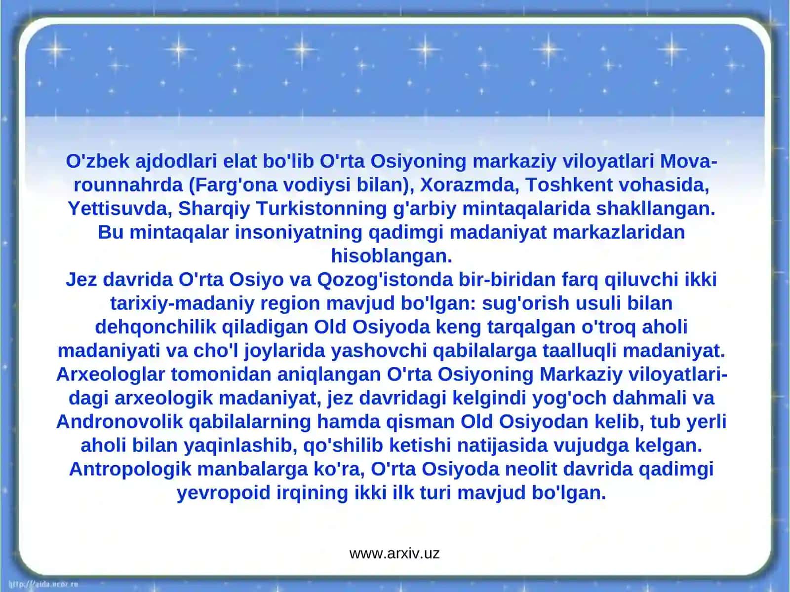 O'zbek millati va tilining shakllanishi 2