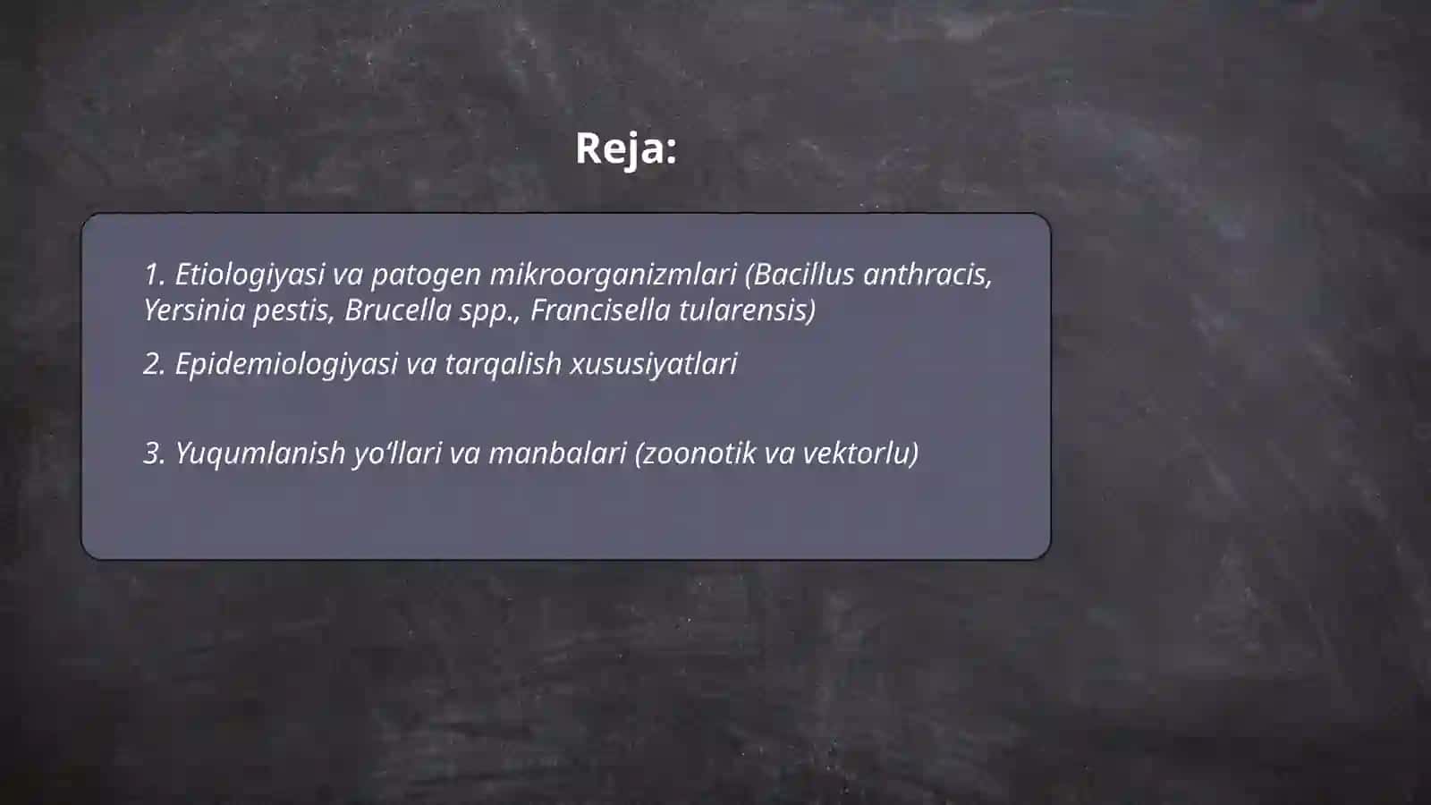 O‘ta xavfli infeksiyalar (kuydirgi, o‘lat, brusellez, tulyarimiya) 2