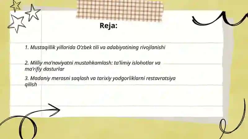 Mustaqillik yillarida Oʻzbekistondagi ma'naviy va madaniy taraqqiyot 2
