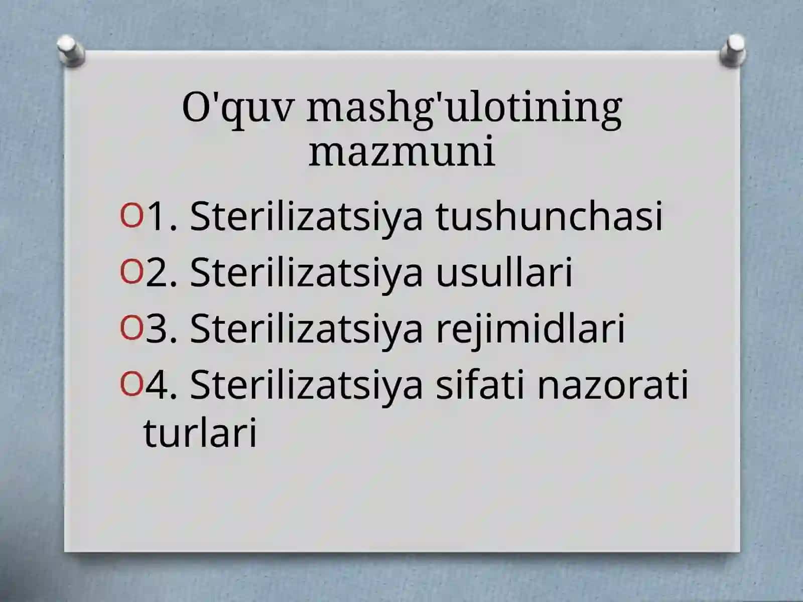 Tibbiyot asboblarini sterilizatsiya qilish 2