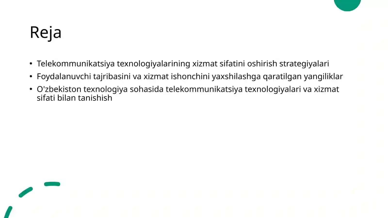 Telekommunikatsiya texnologiyalari xizmatlar sifatini yaxshilash 2