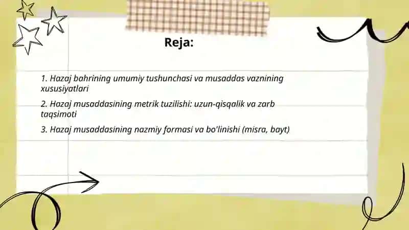 Hazaj bahrining musaddas vaznlari tahlili 2