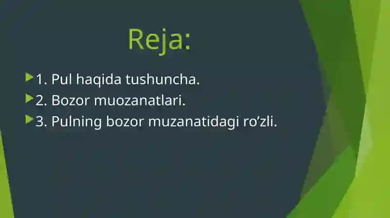 Pulning bozor muozanatlari 2